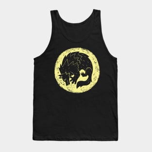 Woodcut Werewolf - Yellow Moon Tank Top